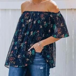 NWT Dance & Marvel Hester Of The Shoulder Plisse Blouse